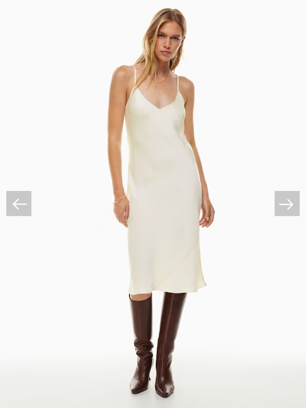 Aritzia Wilfred Only Satin Cream Slip Midi Dress Large